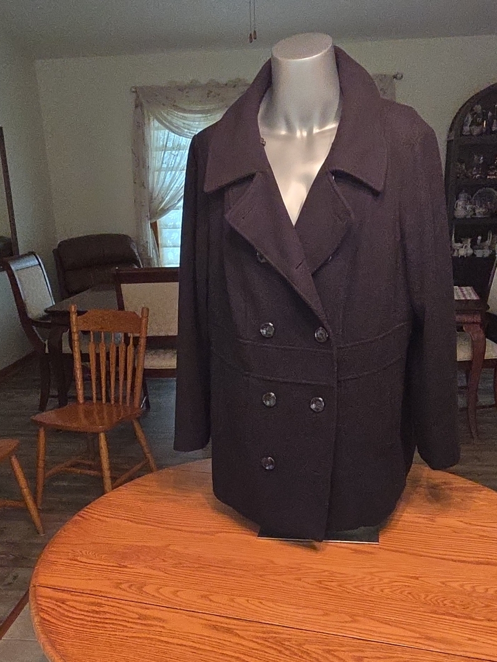 Style & Co. Women’s 18W Plus Black Solid Stretch Lined Button Pea Coat Short